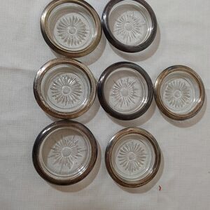 Elegant Glass Coasters with Metallic /Silver Trim